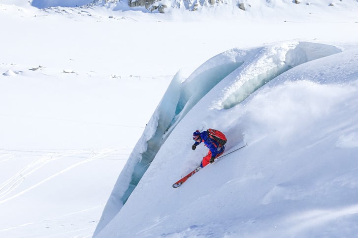Chamonix-Advanced-Skier-On-a-Glacier