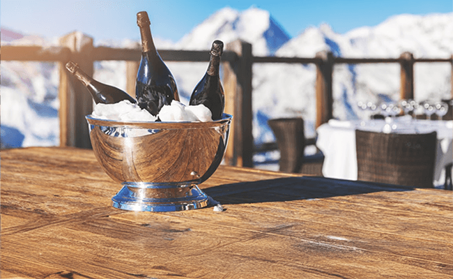 Free Bottle of Champagne Offer, Champagne Chilling in the Mountains